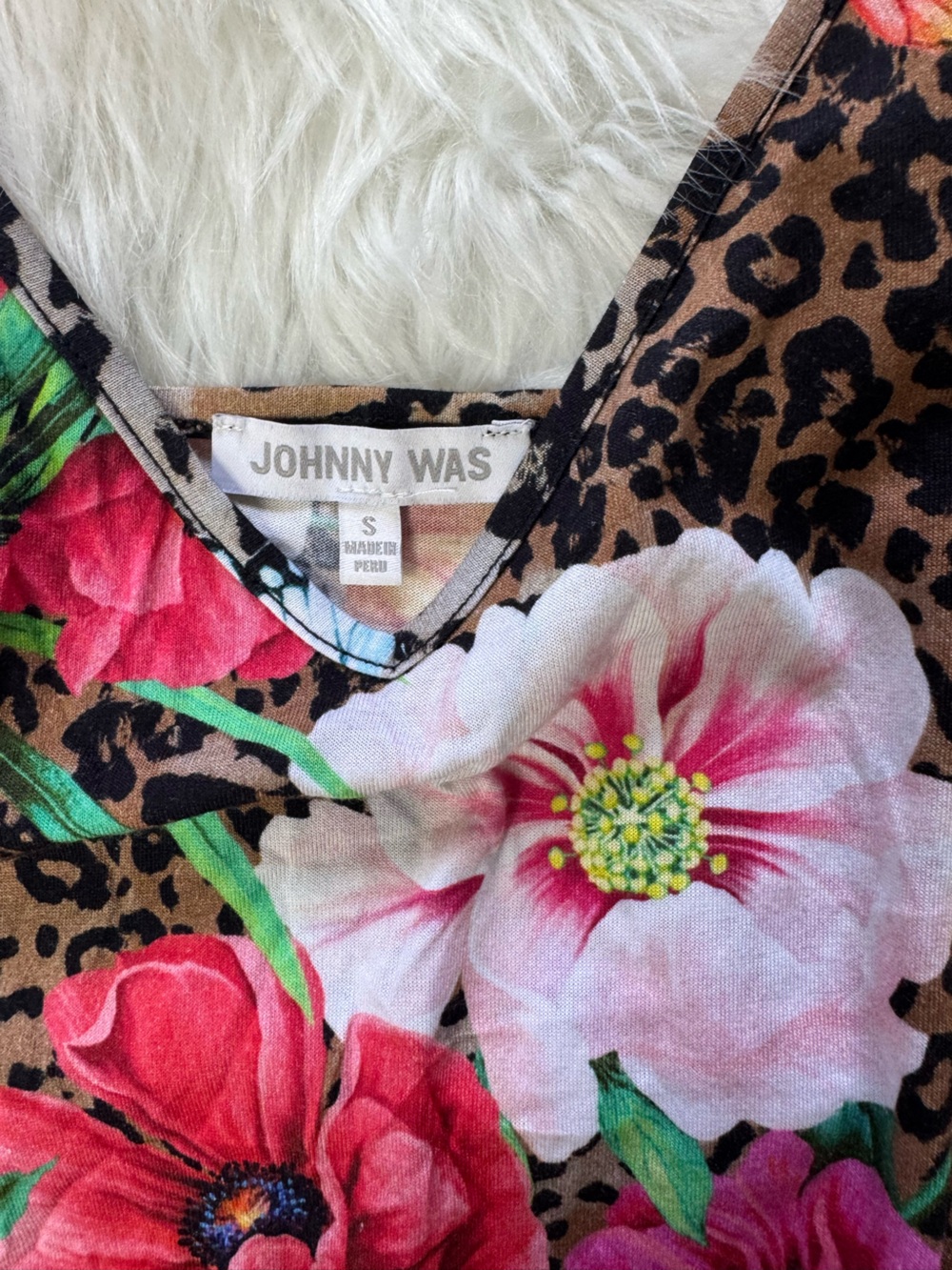 Johnny Was SANDRA Leopard/Cheetah & Floral Print Spaghetti Strap Cami Small - Picture 2 of 2